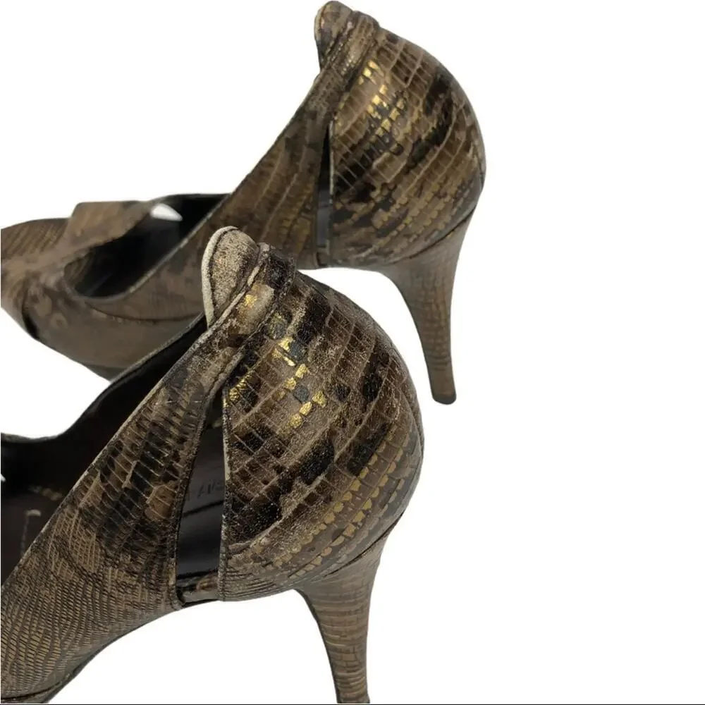 BCBGMaxAzria Stilleto Snake Print Leather Shoes 9